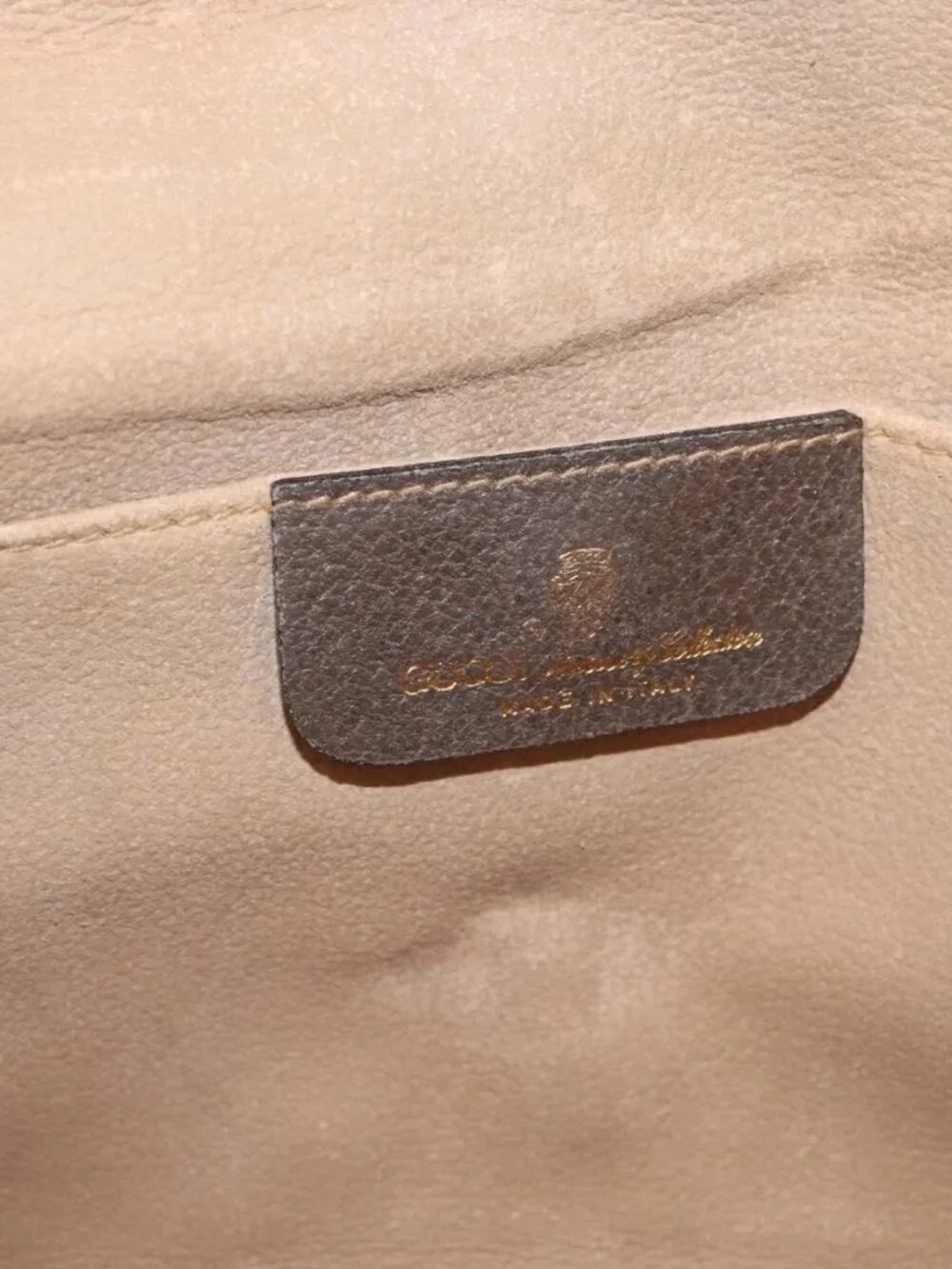 GUCCI GG Supreme Web Sherry Line Clutch Bag PVC Beige Gold Auth 174412
